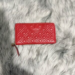 Tory Burch Red Quilted Wallet